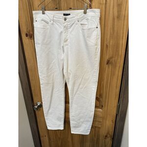 Eileen Fisher Garment Dyed Organic Cotton Stretch Denim Slim Ankle Jeans Size 12